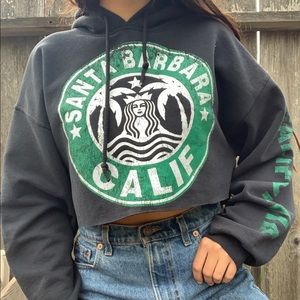 Starbucks inspired Santa Barbara cropped hoodie